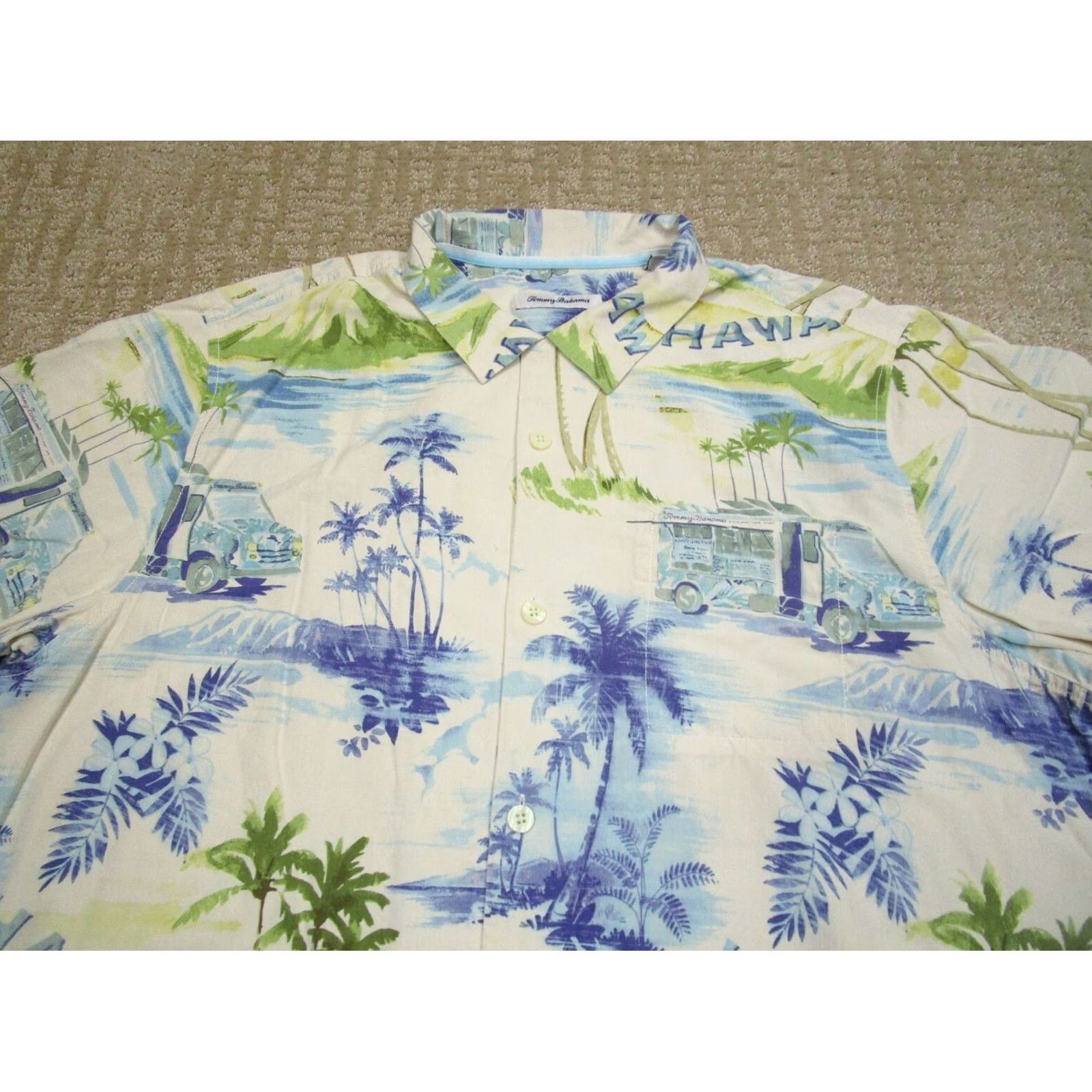 Tommy Bahama Tommy Bahama Shirt Men XL White Silk Short Sleeve Button-Up Collared Hawaiian AOP Floral Beach 90s Theme Mens Size US XL / EU 56 / 4 - 2 Thumbnail