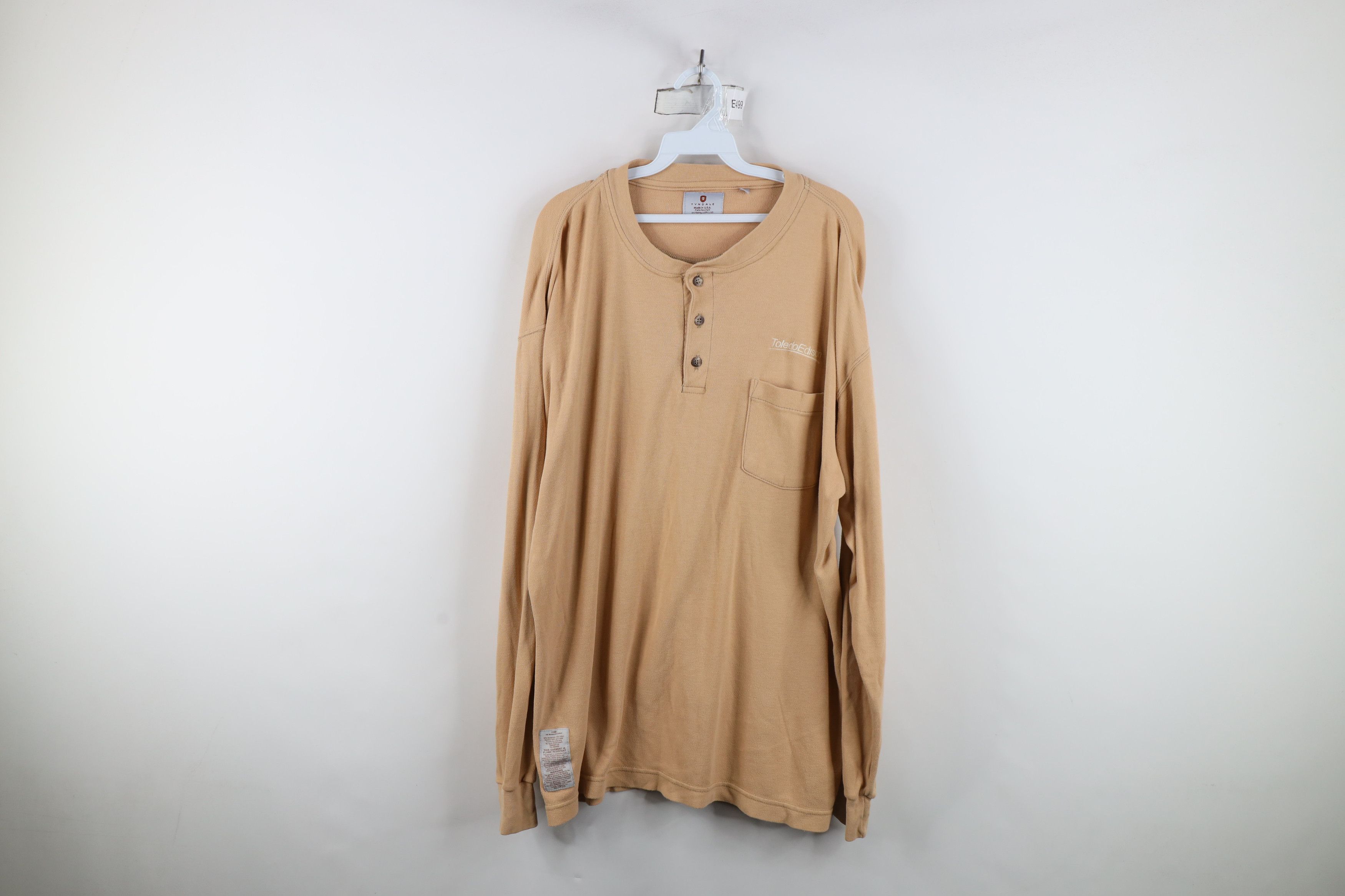 Vintage Tyndale FR Flame Resistant Thermal Henley T-Shirt Beige USA Size US XL / EU 56 / 4 - 1 Thumbnail