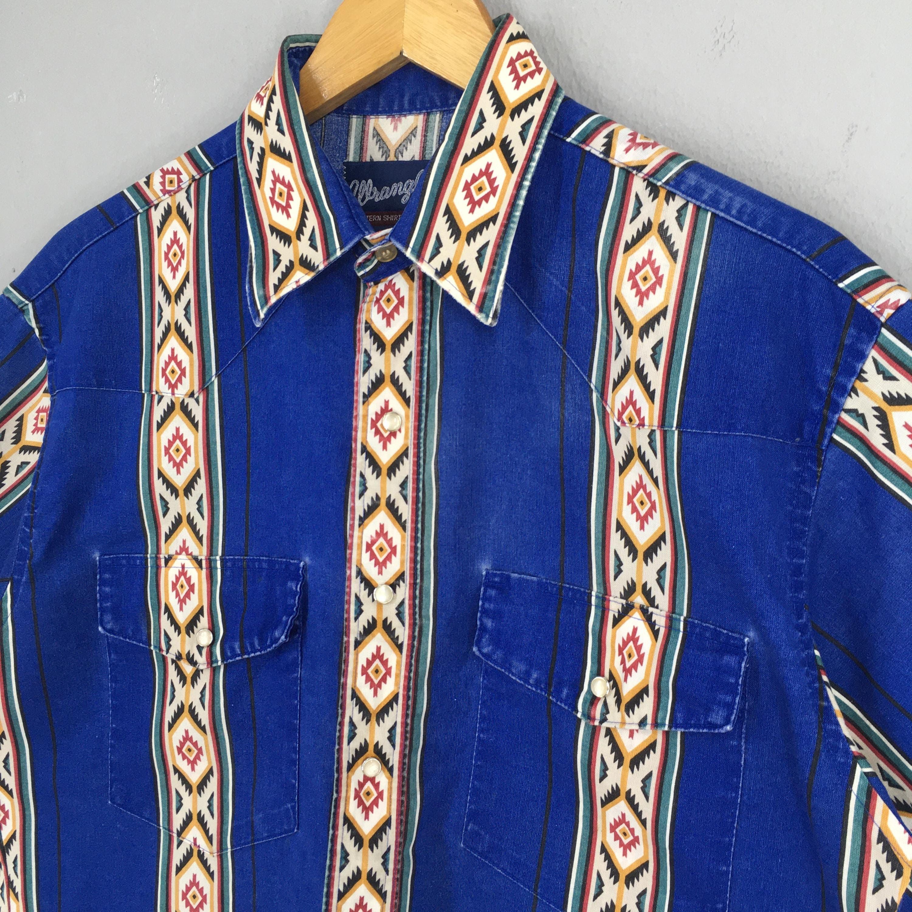Wrangler Vintage 80s Wrangler Aztec Navajo Western Rodeo Shirt Medium Size US M / EU 48-50 / 2 - 3 Thumbnail