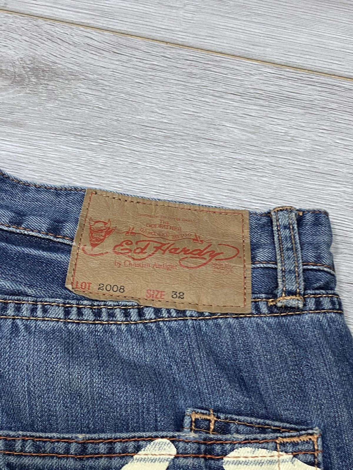 Ed Hardy Ed Hardy 💀 vintage big logo skull denim shorts Size US 32 / EU 48 - 4 Thumbnail