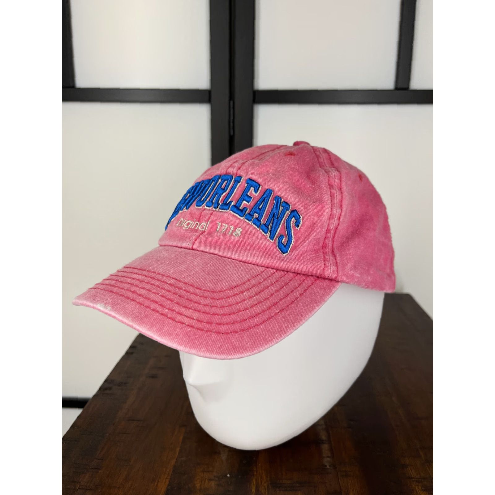 Vintage New Orleans Original 1718 Hat Cap Strap Back Adult One Size Pink 100% Cotton Size ONE SIZE - 5 Thumbnail