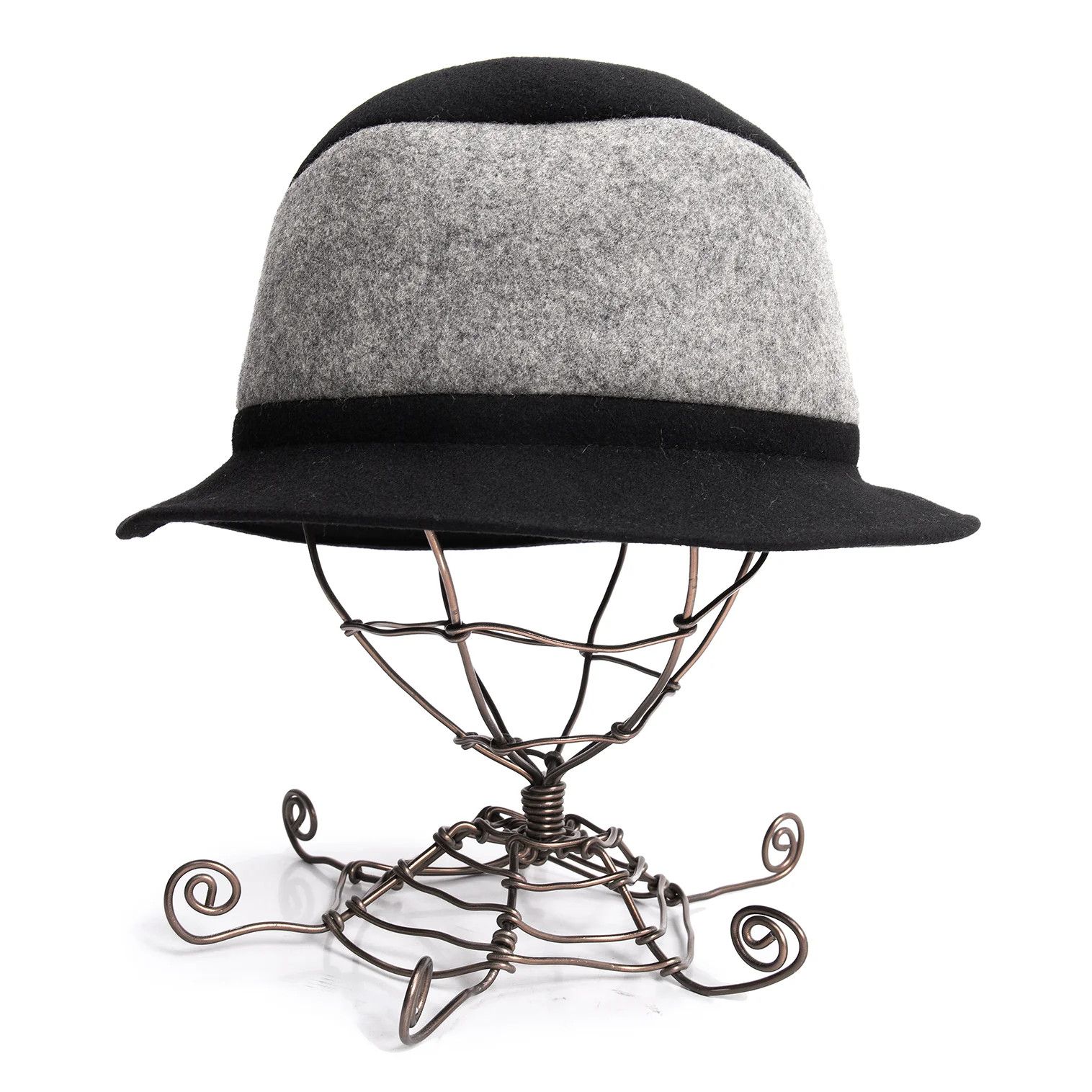 Issey Miyake Wool-Poly Color Block Hat in Black and Gray Size ONE SIZE - 2 Thumbnail