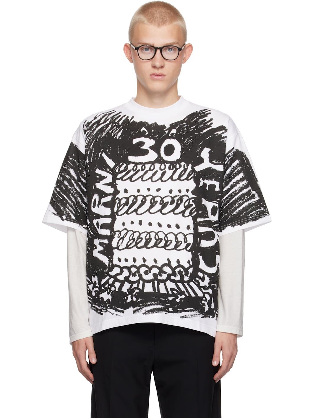 Marni o1f1d3z1125 30th Anniversary T-Shirt in Black/White Size US L / EU 52-54 / 3 - 3 Thumbnail