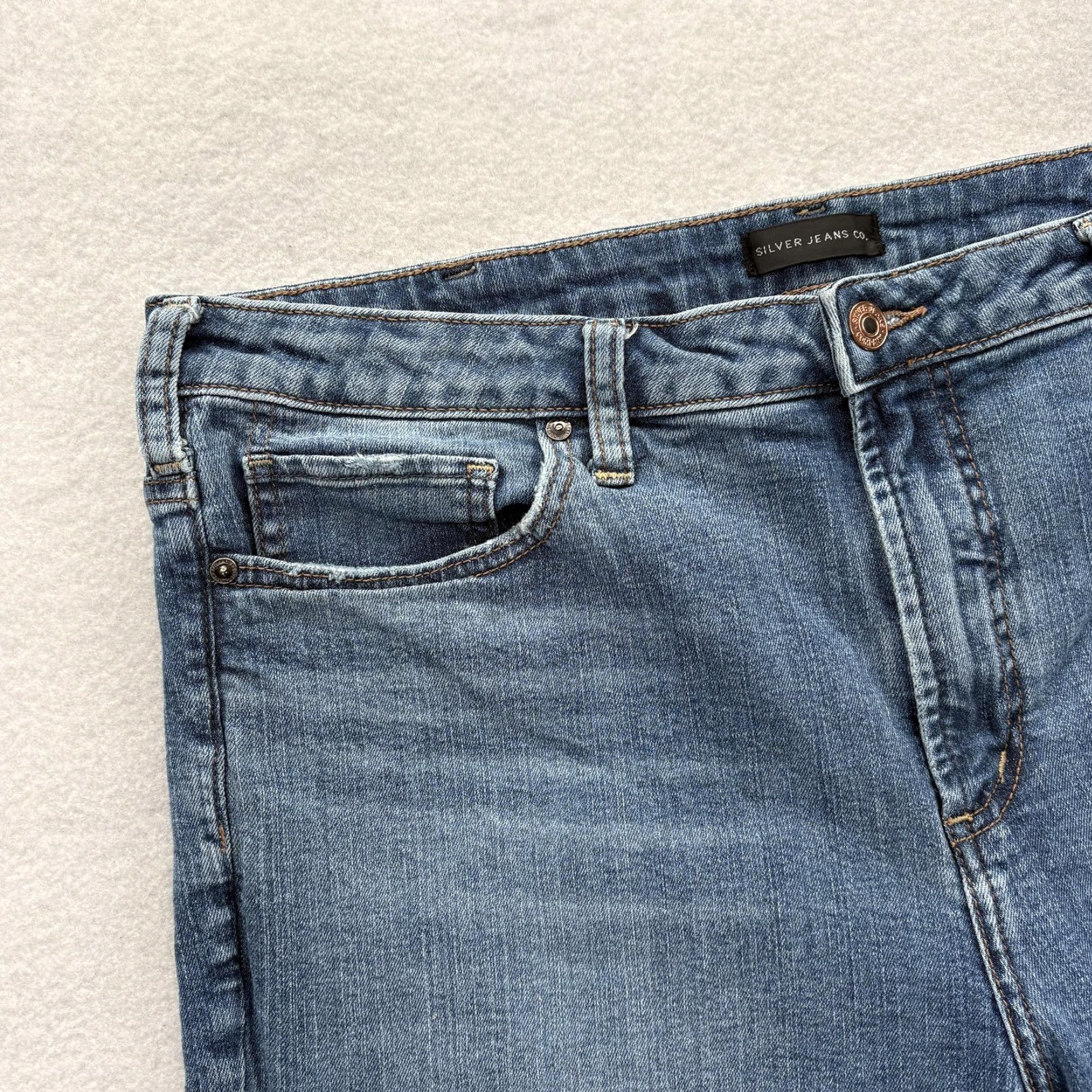Silver Jeans Co. Silver Jeans High Rise Skinny Jeans Womens 16 Blue Medium Wash Stretch Denim Slim 5-Pocket N/A Autumn Womens Size 38" / US 16 / IT 52 - 3 Thumbnail