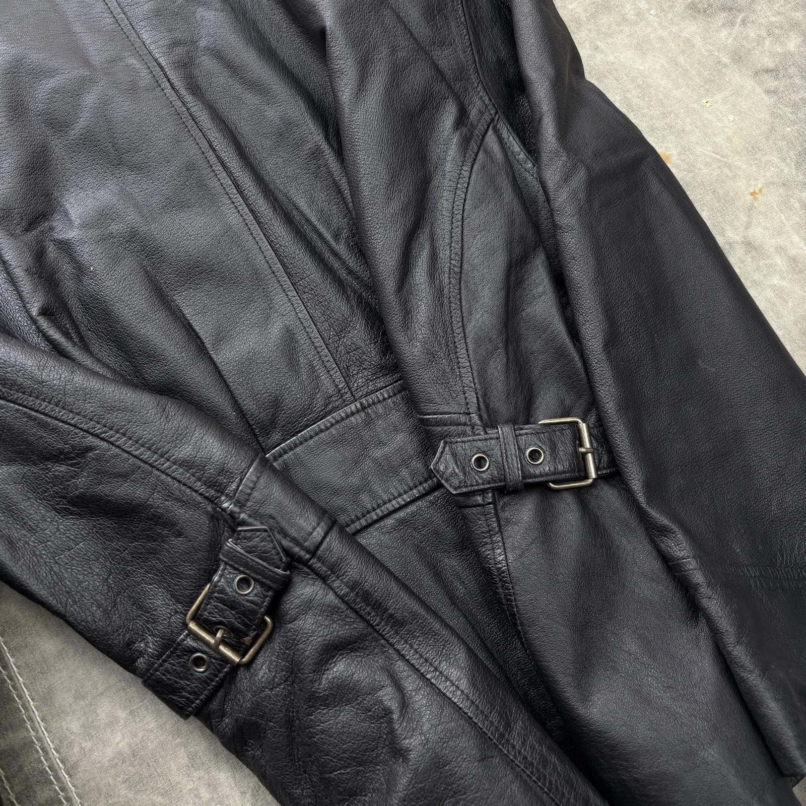 Vintage Vintage 90s Black Leather Grunge Skate Flight Bomber Jacket Size L / US 10 / IT 46 - 8 Thumbnail