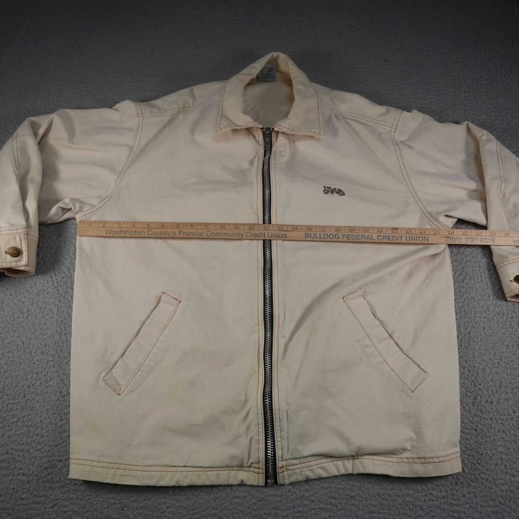 Vintage VINTAGE Drawls Bomber Jacket Mens Medium Beige Canvas Skater 90s Size US M / EU 48-50 / 2 - 6 Thumbnail