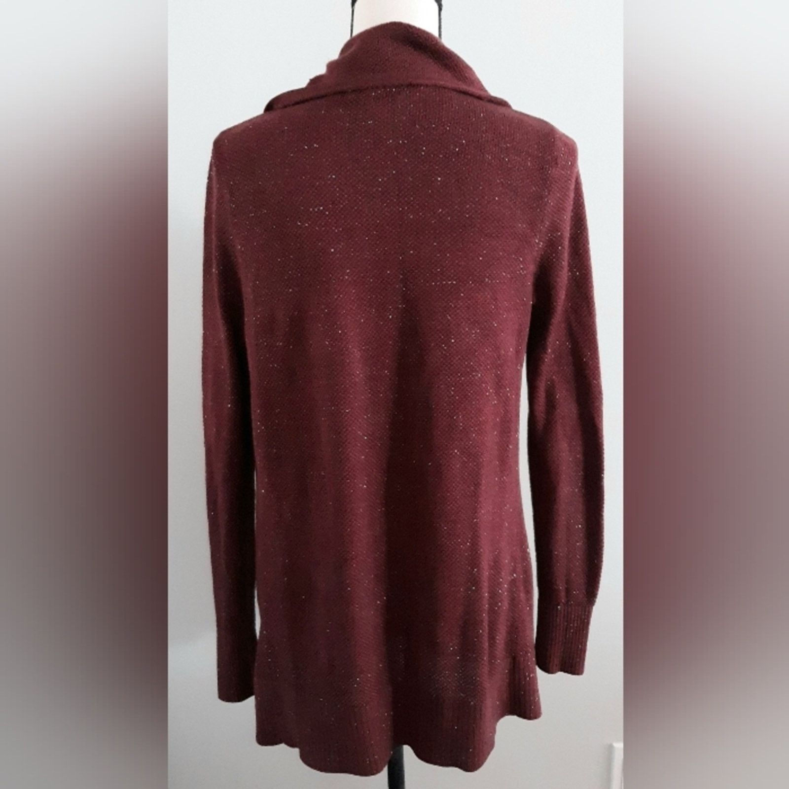 Loft LOFT Metallic Drape Neck Cardigan Size M / US 6-8 / IT 42-44 - 3 Thumbnail