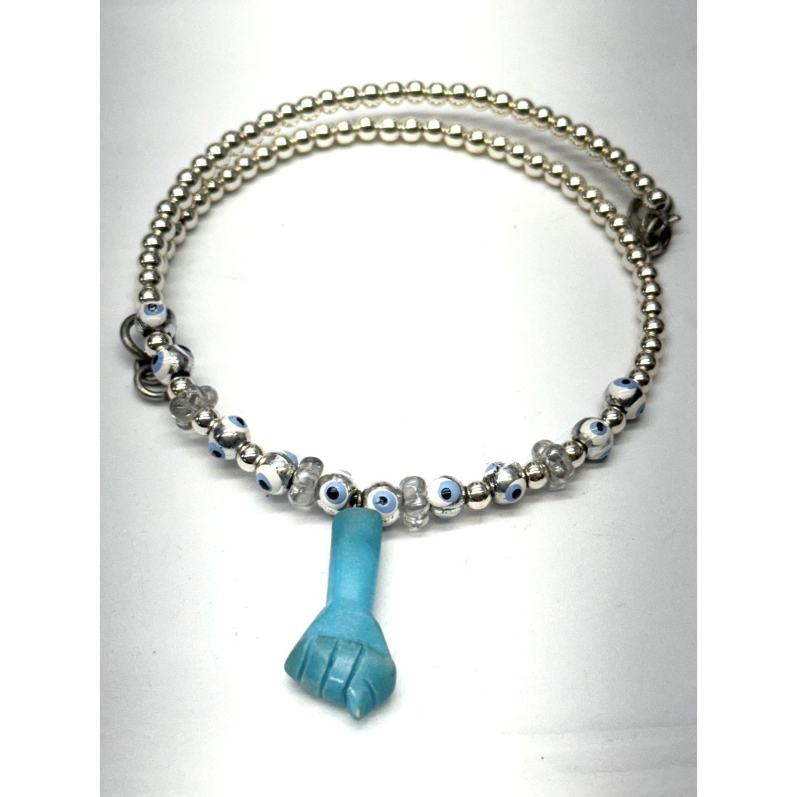 Vintage Vintage beaded evil eye stone figa hand collar necklace Size ONE SIZE - 2 Thumbnail