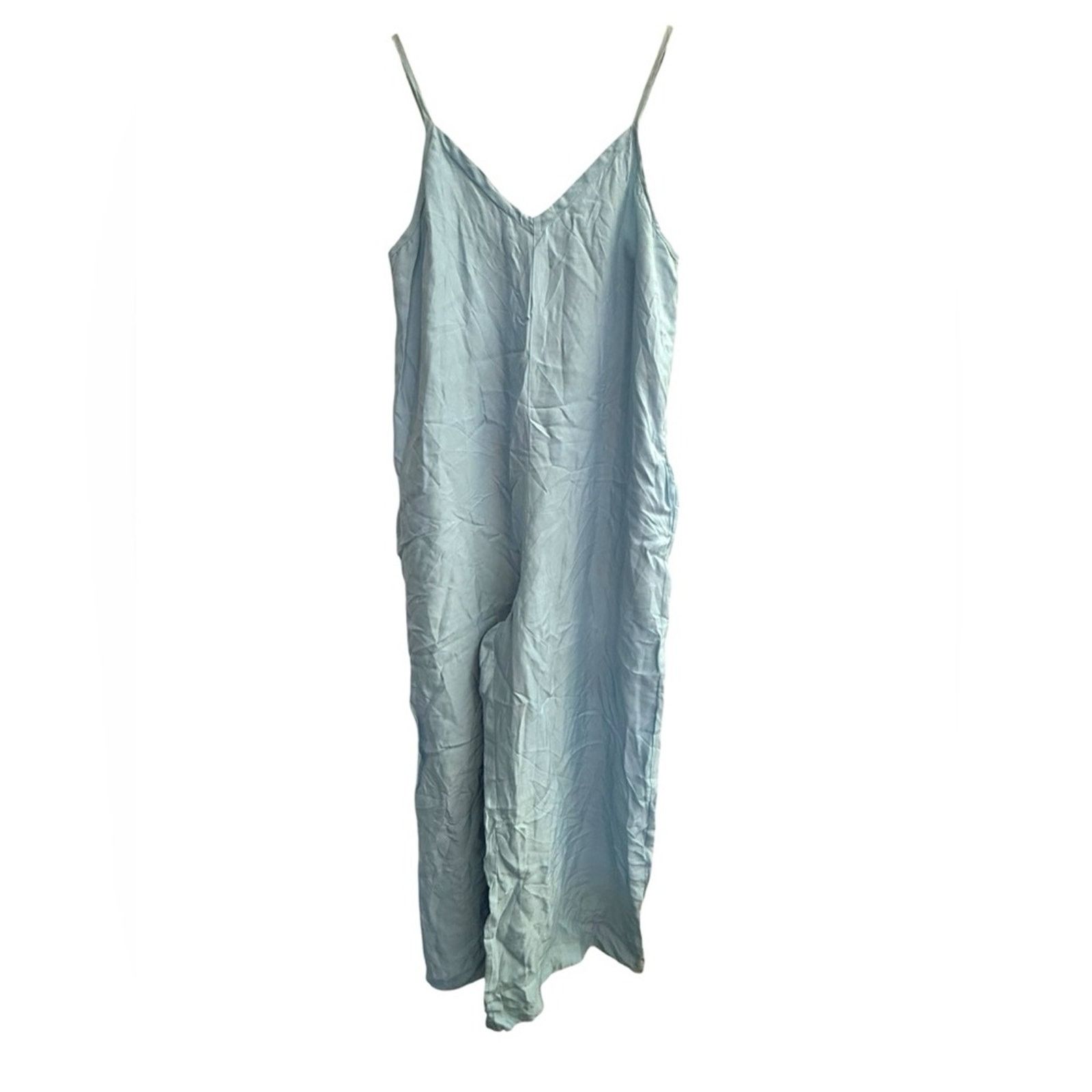 Athleta ATHLETA “Calm Cool Romper” Blue Wide Leg Jumpsuit Size M Size 28" / US 6 / IT 42 - 2 Thumbnail