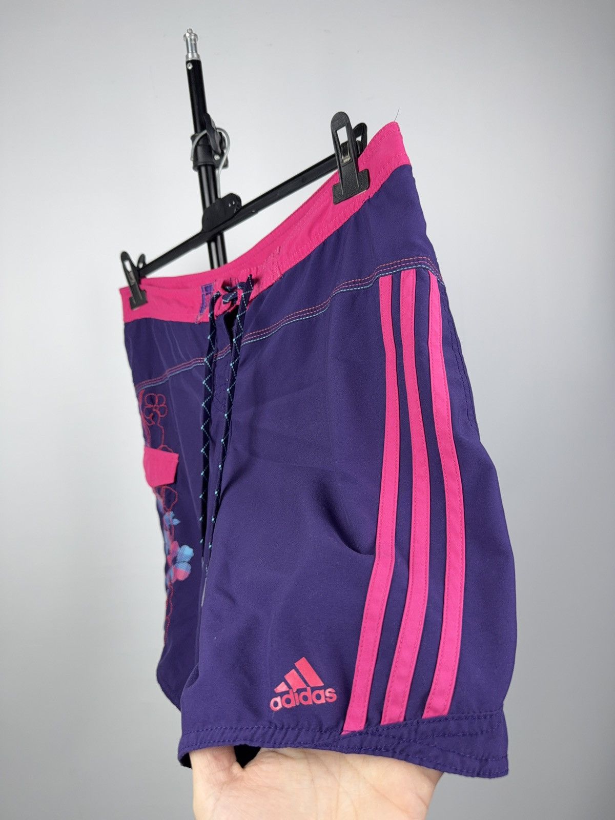 Adidas Adidas Y2K Floral Board Shorts Purple Pink 3-Stripes Wmns M Size 32" / US 10 / IT 46 - 3 Thumbnail