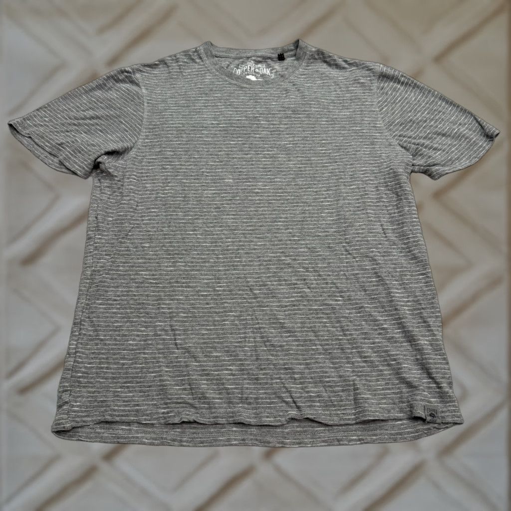 Vintage VINTAGE Copper & Oak Men's T-Shirt Short Sleeve Crew Neck Cotton Striped Casual Tee Fall Spring Summer Winter Medium Gray Clothes Size US M / EU 48-50 / 2 - 1 Thumbnail