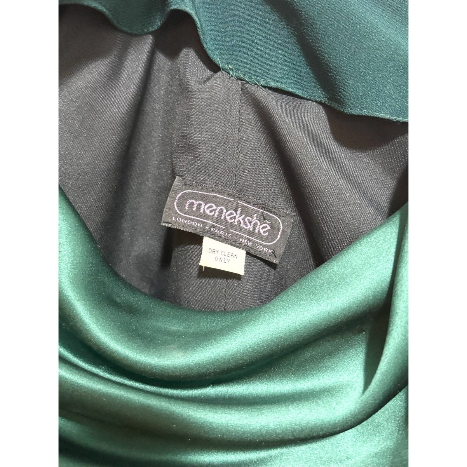 Other Menekshe custom green satin cowl neck blazer jacket & pencil Size ONE SIZE - 9 Thumbnail