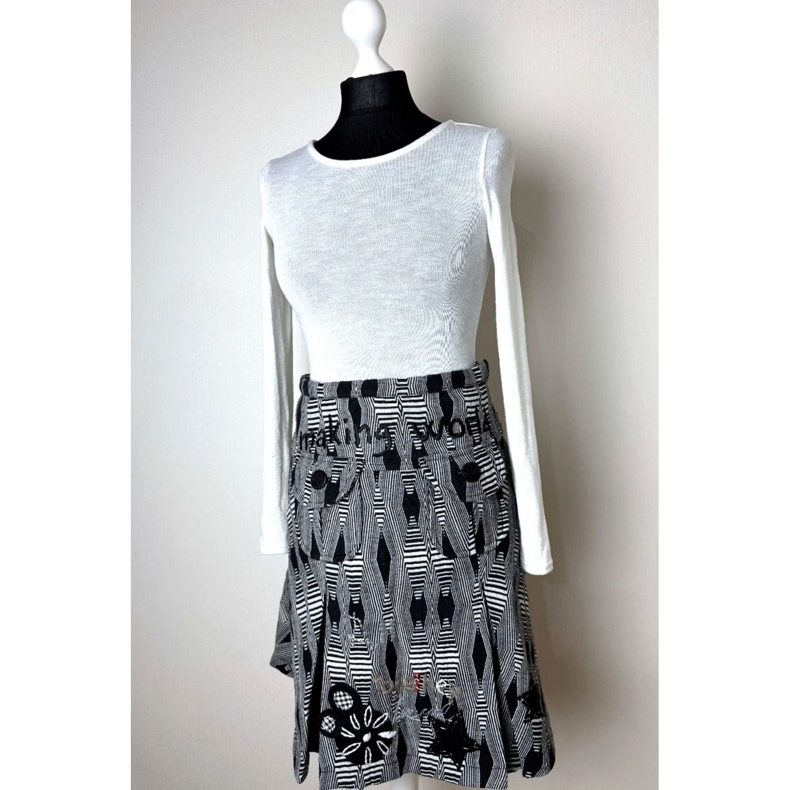Desigual Desigual Skirt Women Grey Size 36 Knee Length Cotton 97F2768 Size 25" / US 0 / IT 36 - 2 Thumbnail