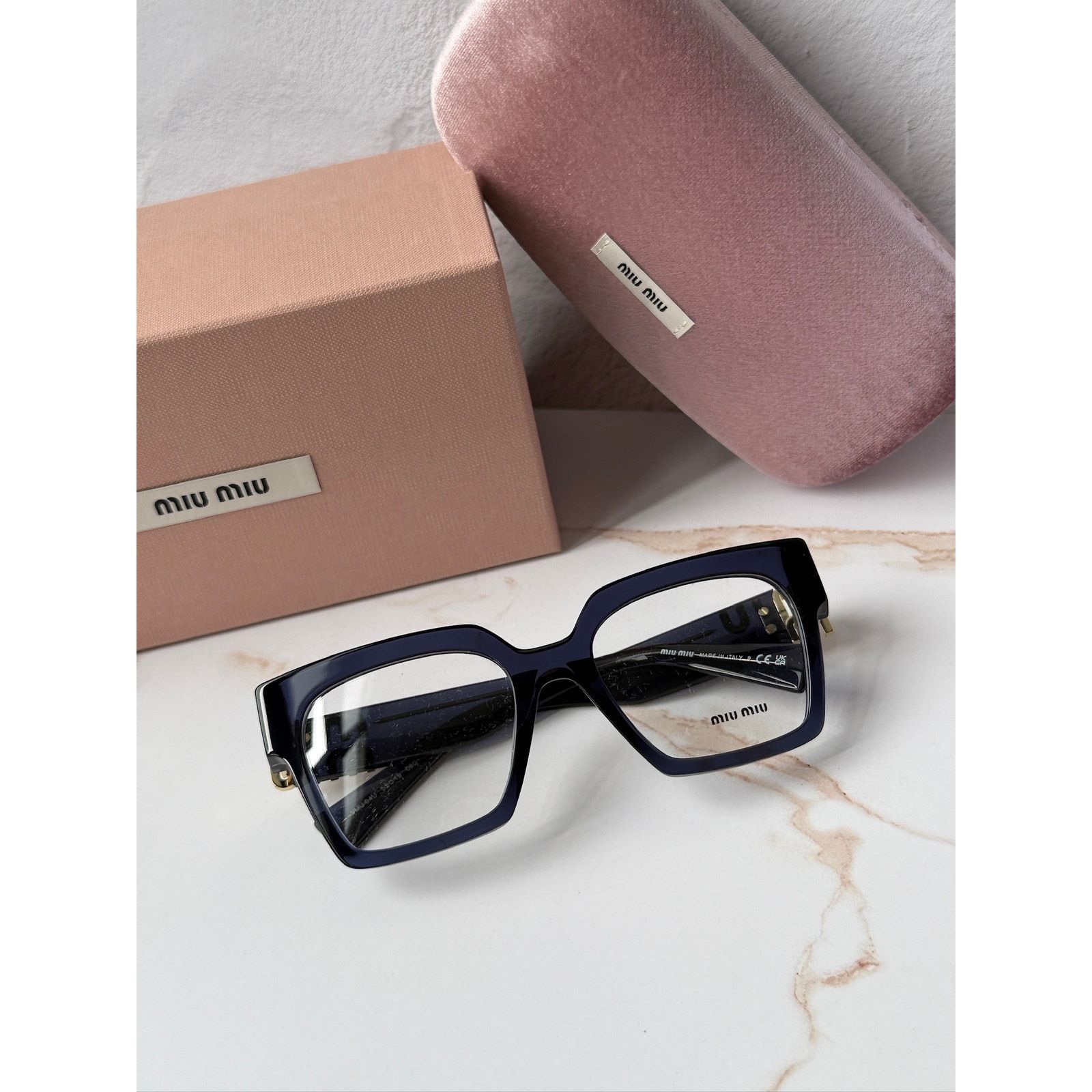 Miu Miu NEW Miu Miu MU04UV Oversized Square Eyeglasses in Blue Size ONE SIZE - 2 Thumbnail
