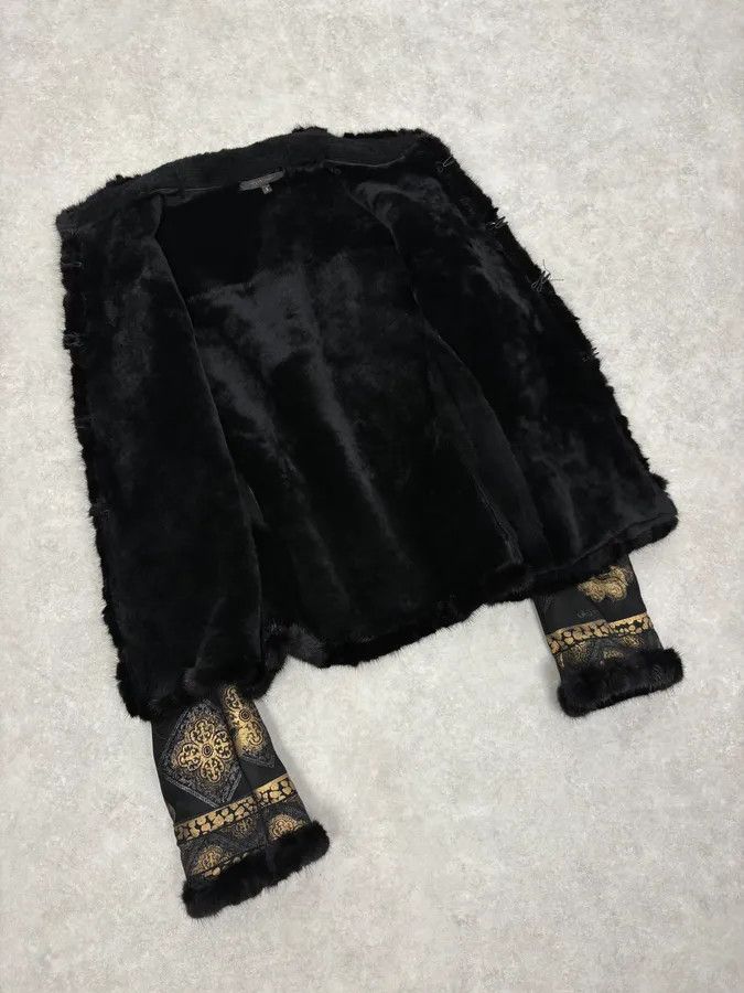 Roberto Cavalli 2000s Roberto Cavalli Black & Golden Royal Shearling Jacket Size M / US 6-8 / IT 42-44 - 7 Thumbnail