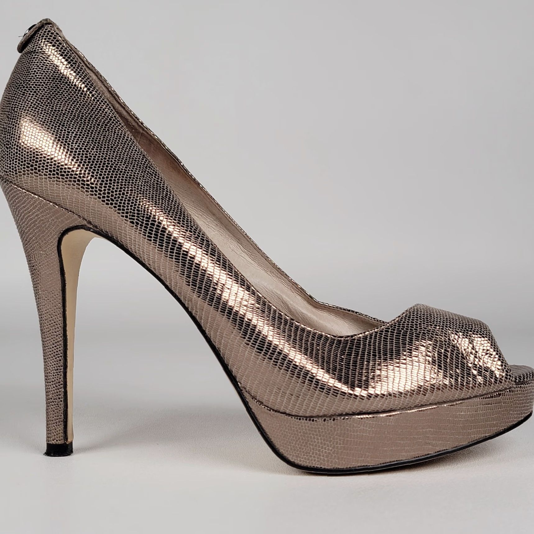 Michael Kors Michael Kors Womens Heels Size 8 Silver Platform Stiletto Open Toe Leather Slip On Womens Size US 8 / IT 38 - 4 Thumbnail