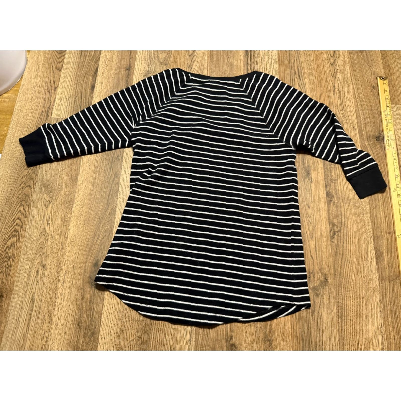 Calvin Klein Calvin Klein Shirts Women's M Black 3/4 Sleeve Crew Neck Striped Basic Tee Size M / US 6-8 / IT 42-44 - 5 Thumbnail