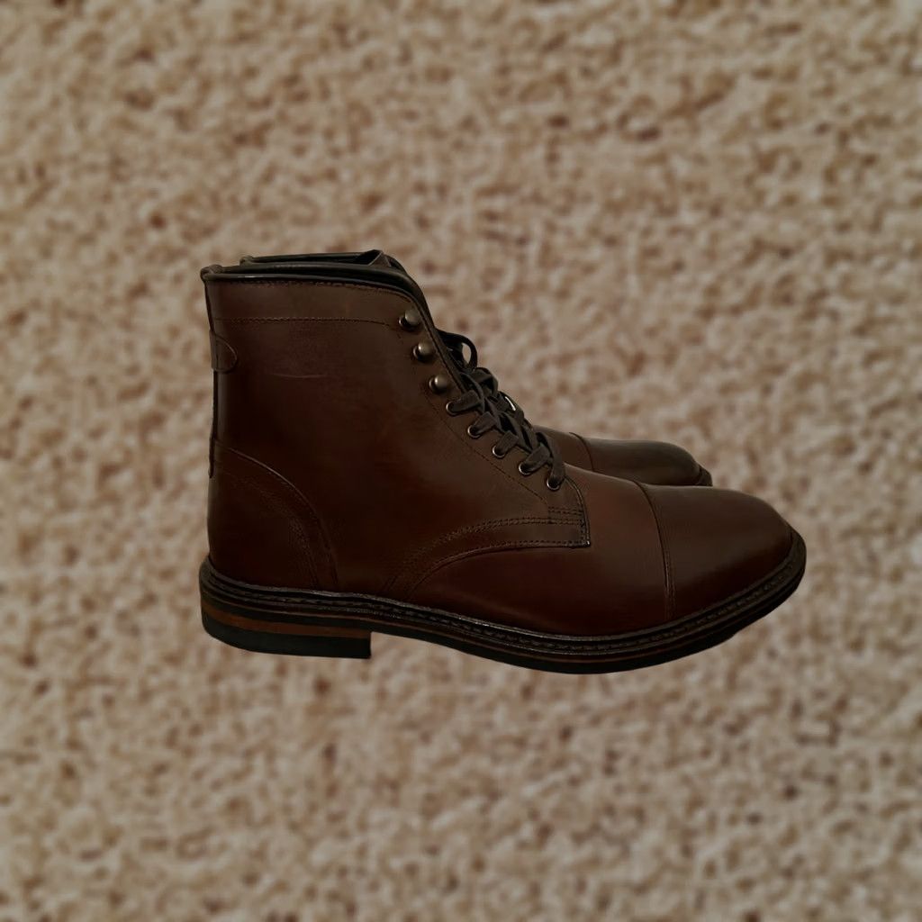 Allen Edmonds VINTAGE Allen Edmonds Landon Cap Toe Dress Boots Brown Leather Dainite Sole Men 9D Size ONE SIZE - 1 Thumbnail
