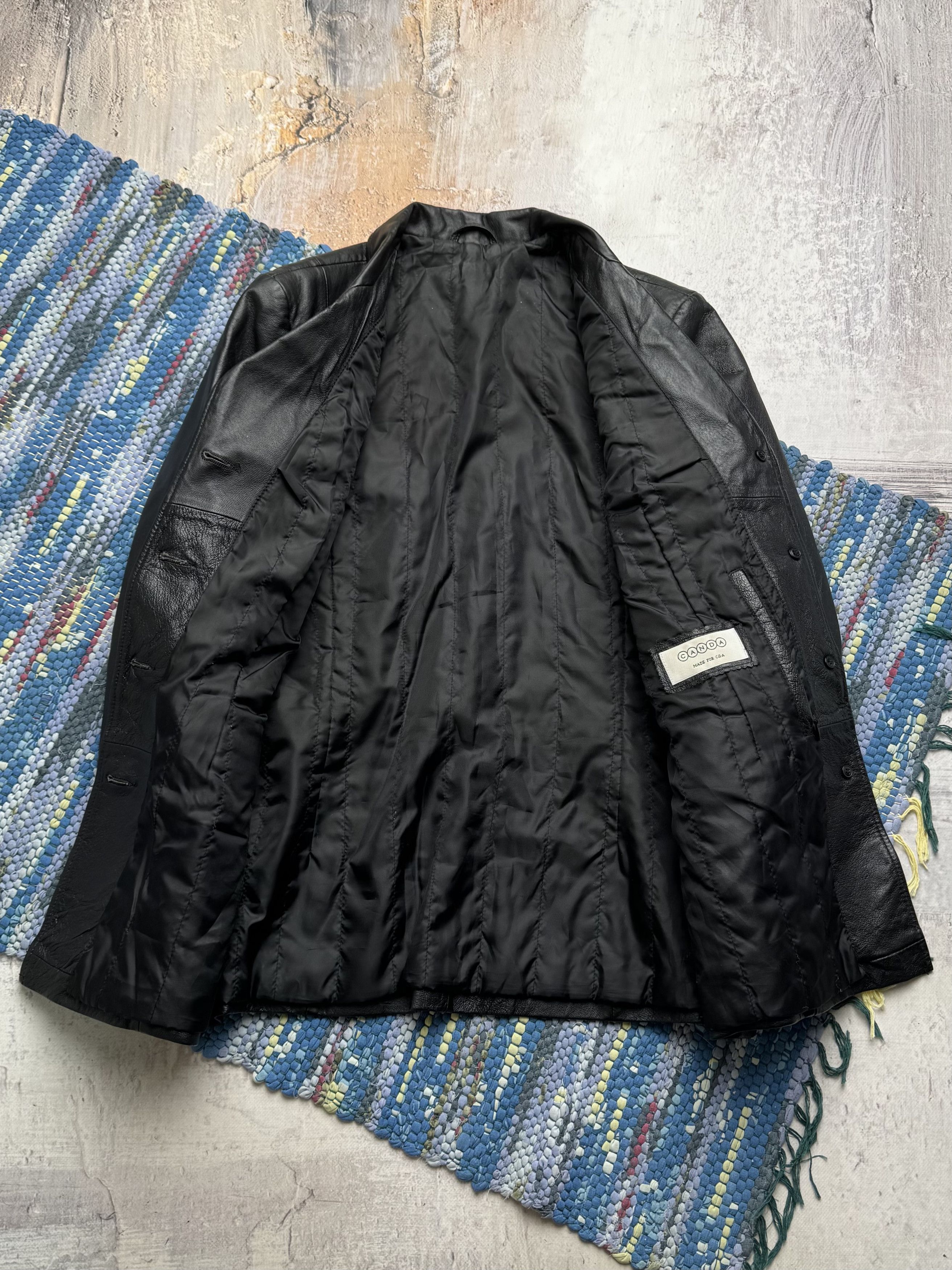 Vintage Vintage Real Leather Button Up Jacket Classic Office Blazer Size L / US 10 / IT 46 - 4 Thumbnail