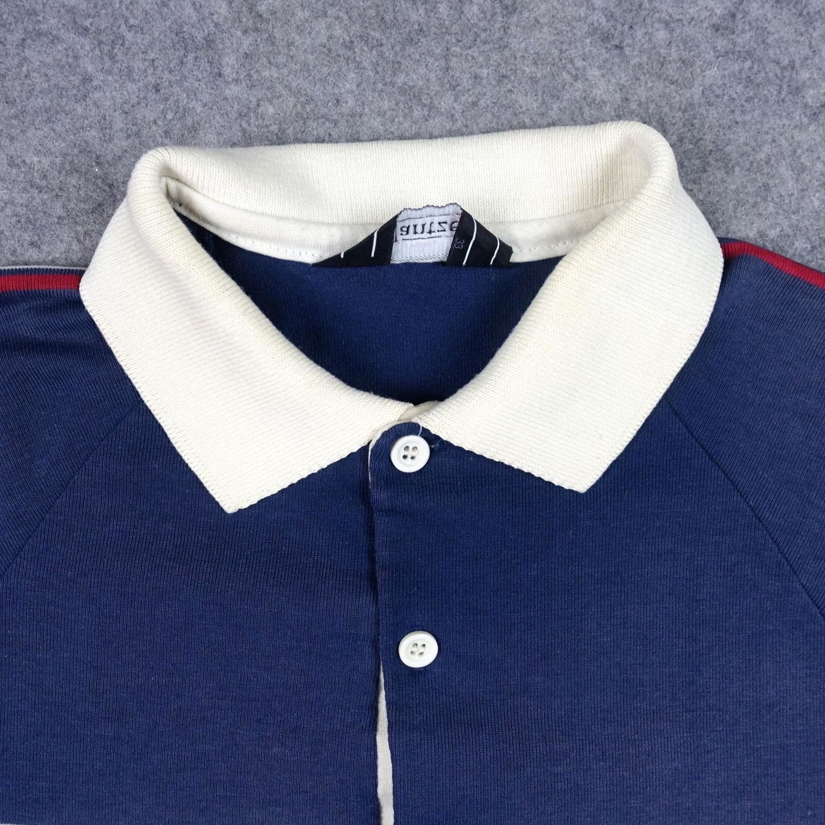 Jantzen VINTAGE Jantzen Polo Shirt Mens S Blue Striped Knit Short Sleeve 80s Preppy Golf Shirt Size US S / EU 44-46 / 1 - 2 Thumbnail