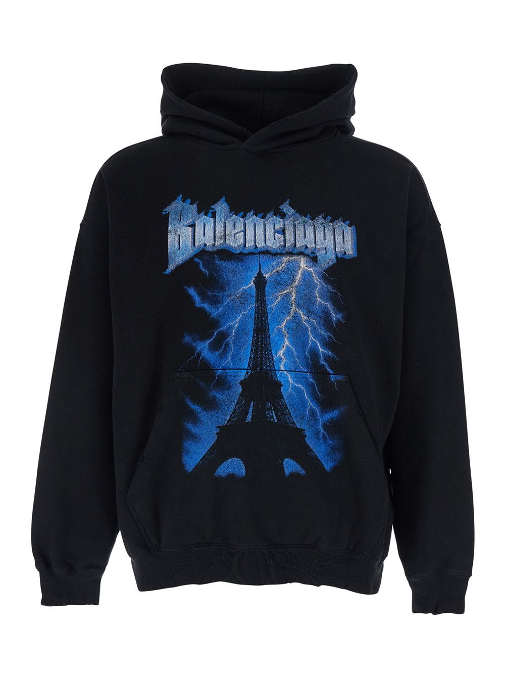 Balenciaga Black Hoodie with Fixed Hood and Maxi Logo Print on the Front in Cotton for Men Size US S / EU 44-46 / 1 - 1 Thumbnail