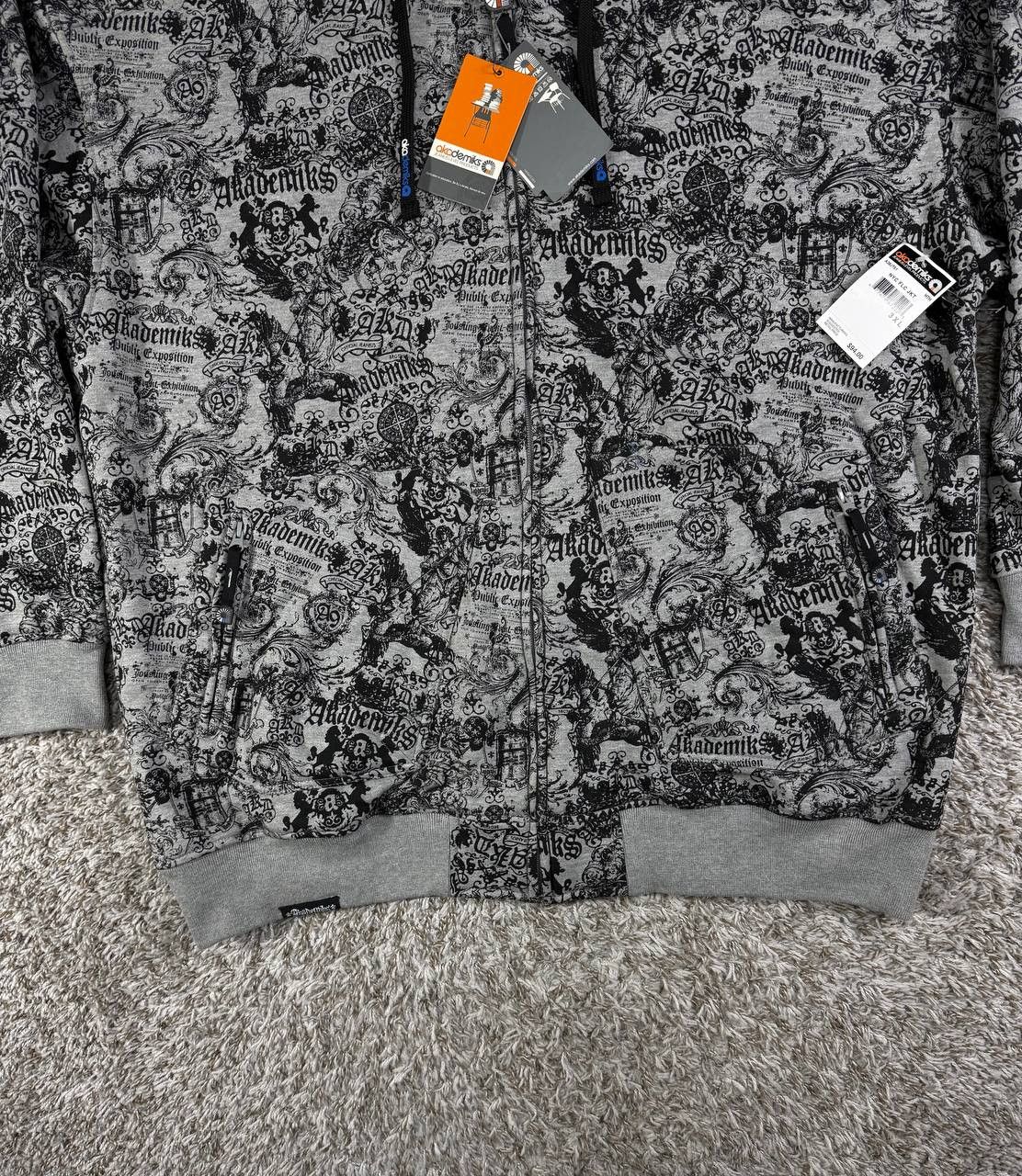 Akademiks Vintage Akademiks Y2K Gothic All Over Print Hoodie Hip Hop Size US XXL / EU 58 / 5 - 3 Thumbnail