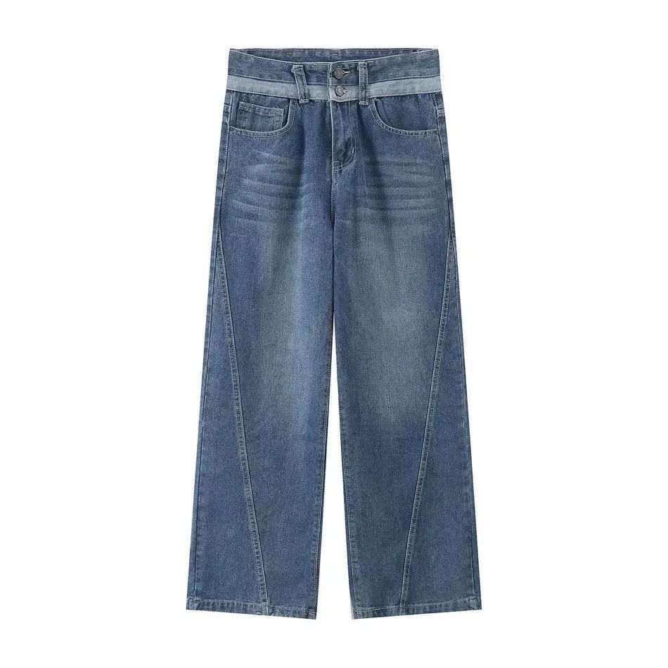 Japanese Brand Retro loose wide leg patchwork jeans Size US 32 / EU 48 - 5 Thumbnail
