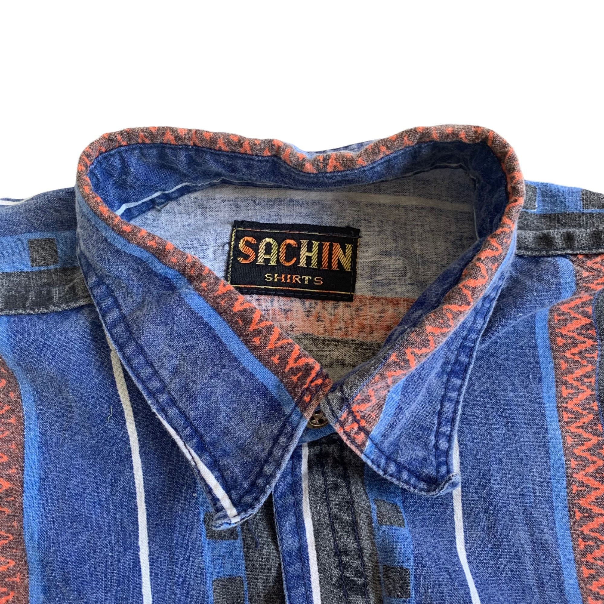 Vintage Vintage Sachin Novelty Striped Western Denim Shirt L Size US L / EU 52-54 / 3 - 3 Thumbnail