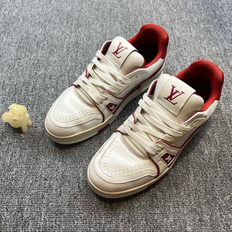 Louis Vuitton Louis Vuitton Red and White Trainer Sneakers 0089 Size US 7.5 / EU 40-41 - 1 Thumbnail