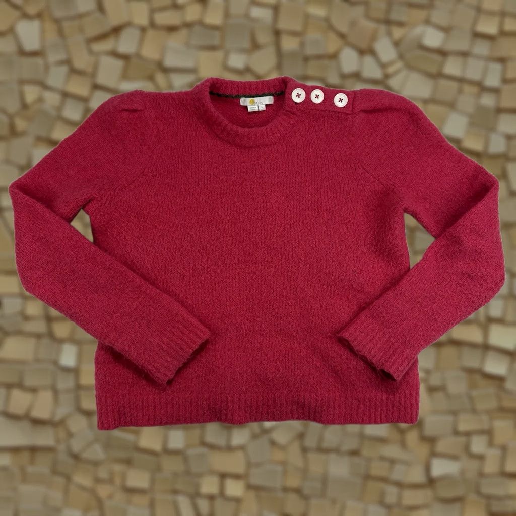 Boden Boden Pink Knit Sweater Wool Mohair Blend Button Shoulder Jumper Barbie Size S Women Pullover Crew Neck Long Sleeve Size S / US 4 / IT 40 - 1 Thumbnail