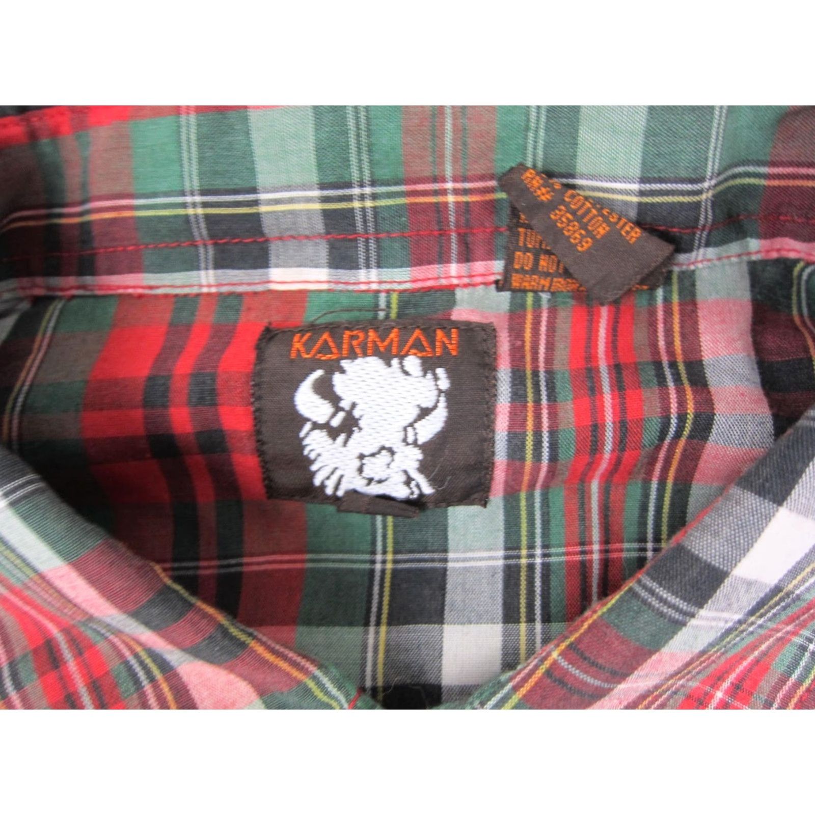Armani VINTAGE Karman Shirt Mens XL Red Plaid Snap Western Rodeo Cowboy 80s 90s Classic Size US XL / EU 56 / 4 - 3 Thumbnail