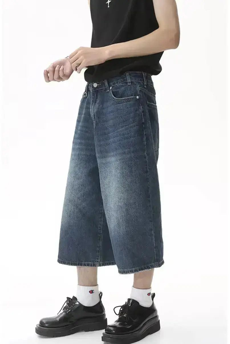 Japanese Brand Vintage Fade Wide Leg Short Denim Jorts Size US 30 / EU 46 - 1 Thumbnail