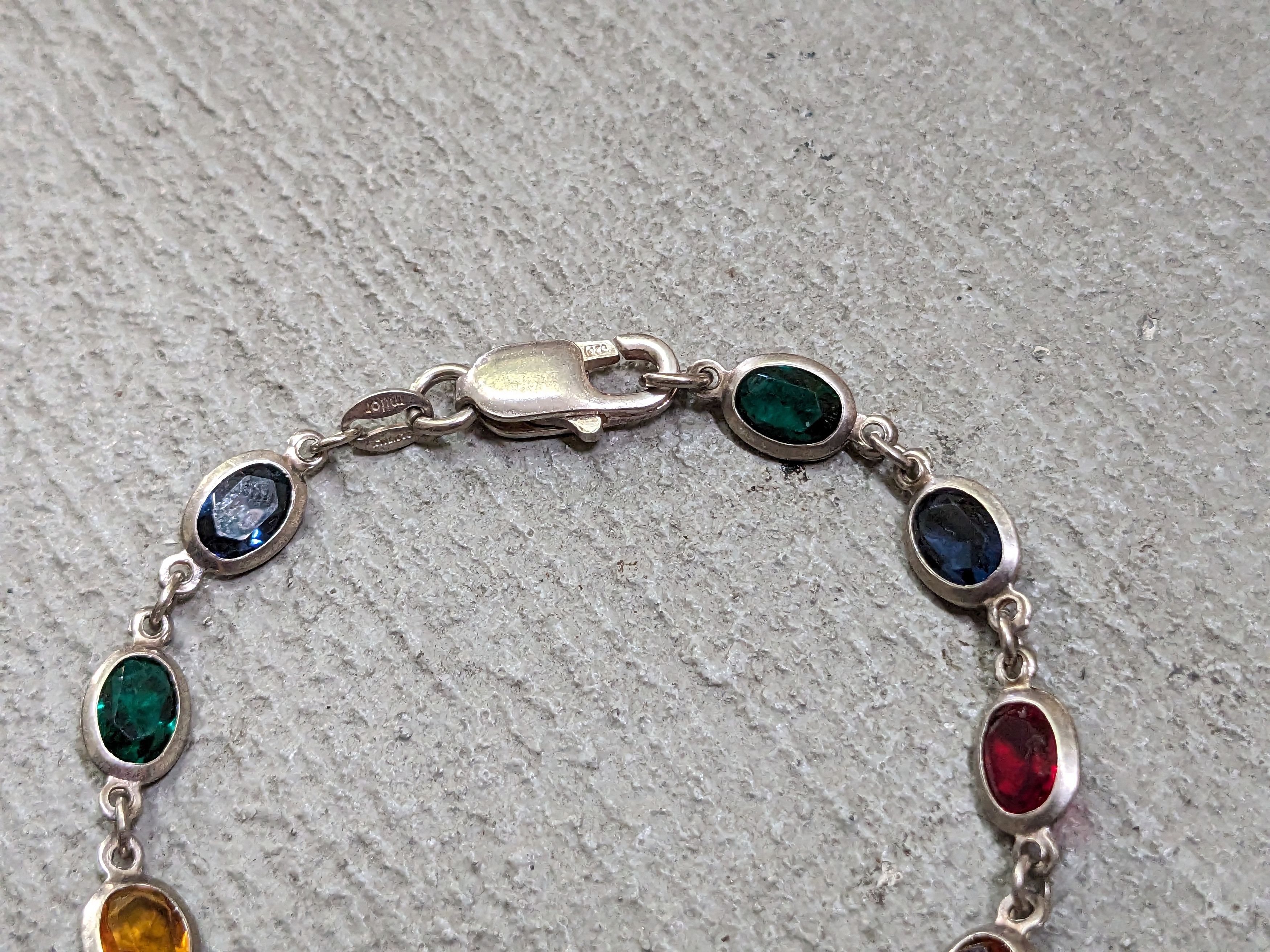 Jewelry Vintage Sterling Silver Bracelet 7.25" Milor Italy Rainbow Size ONE SIZE - 4 Thumbnail