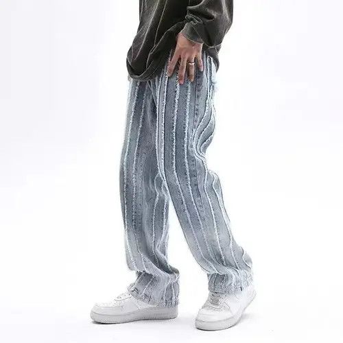 Jean Striped Baggy Flared Wide Leg Jeans y2k retro Size US 32 / EU 48 - 3 Thumbnail