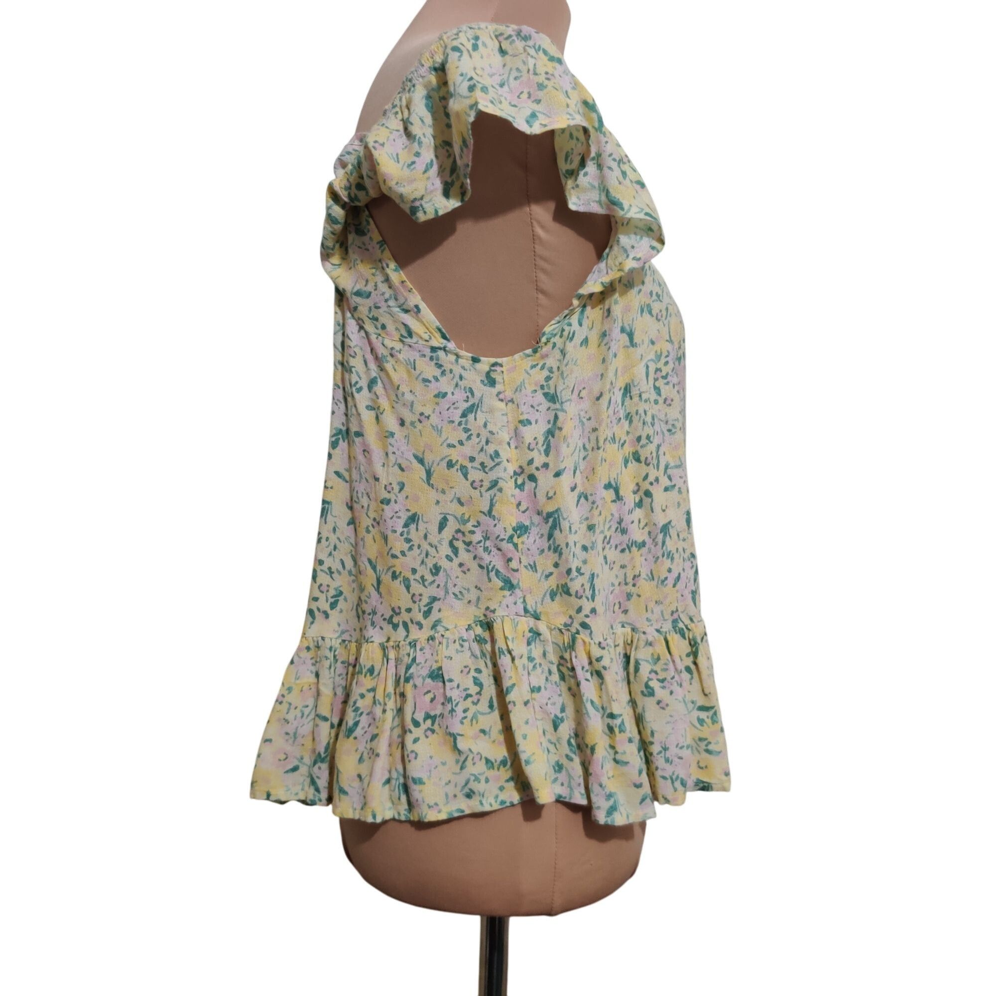 Lucky Brand Lucky Brand Womens Blouse Phoebe Crochet Trim Flutter Sleeve Size M / US 6-8 / IT 42-44 - 3 Thumbnail