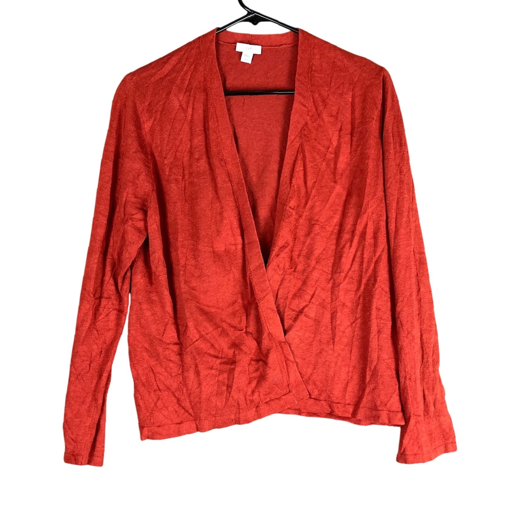 Vintage J Jill Womens Cardigan Orange Linen Blend Open Front Lightweight Knit Petite Long Sleeve Lightweight Cardigan Womens Size L / US 10 / IT 46 - 2 Thumbnail