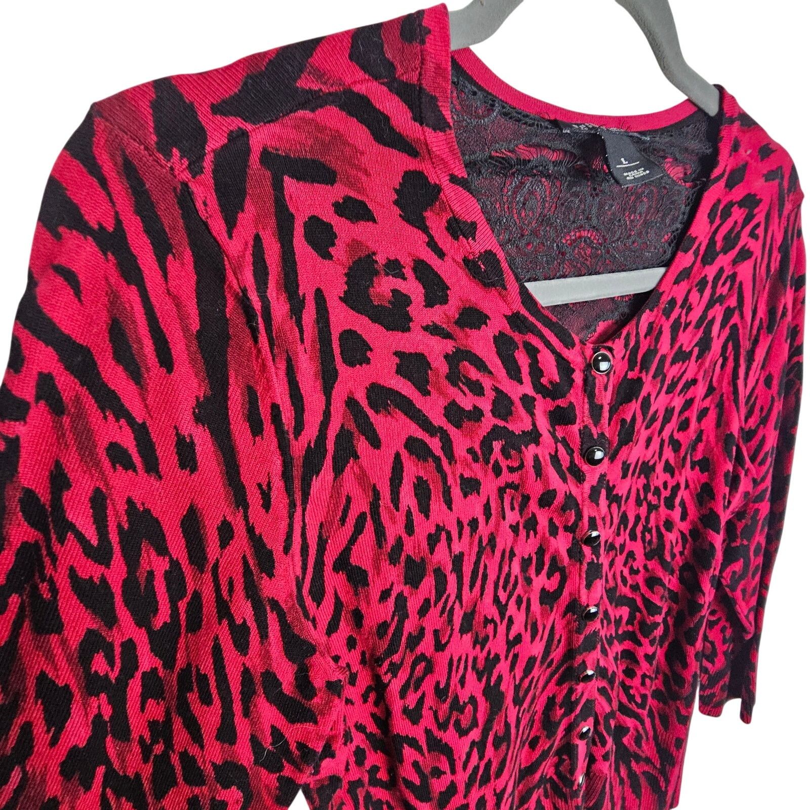 White House Black Market White House Black Market Animal Leopard Print Cardigan Sz L Size L / US 10 / IT 46 - 5 Thumbnail