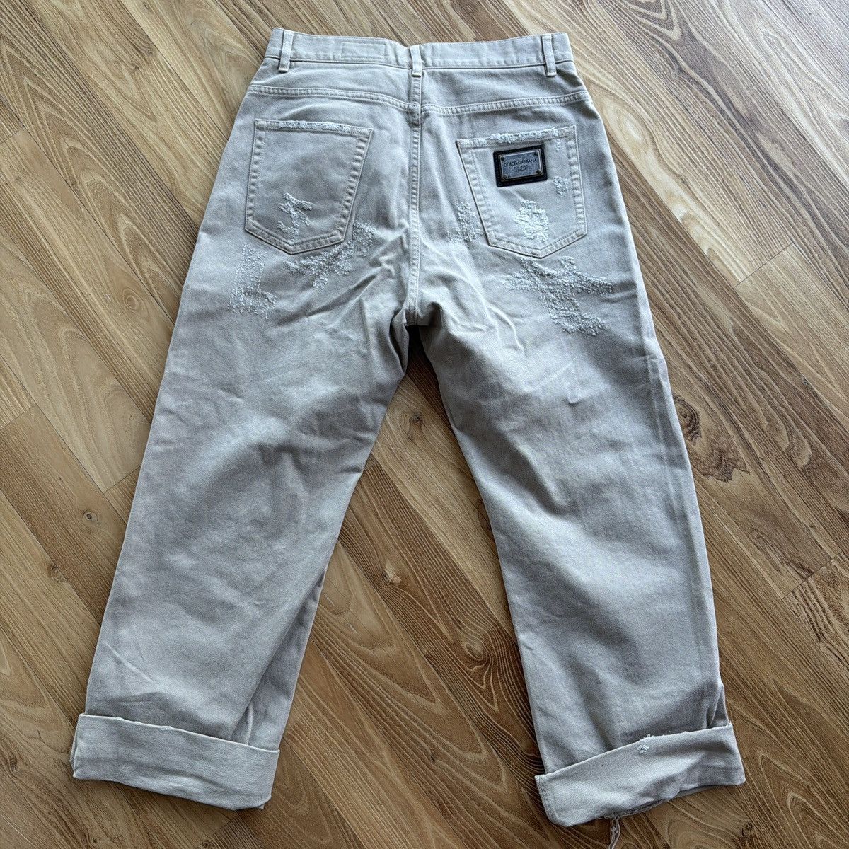 Dolce & Gabbana Dolce & Gabbana Distressed Beige Jeans Size US 30 / EU 46 - 3 Thumbnail