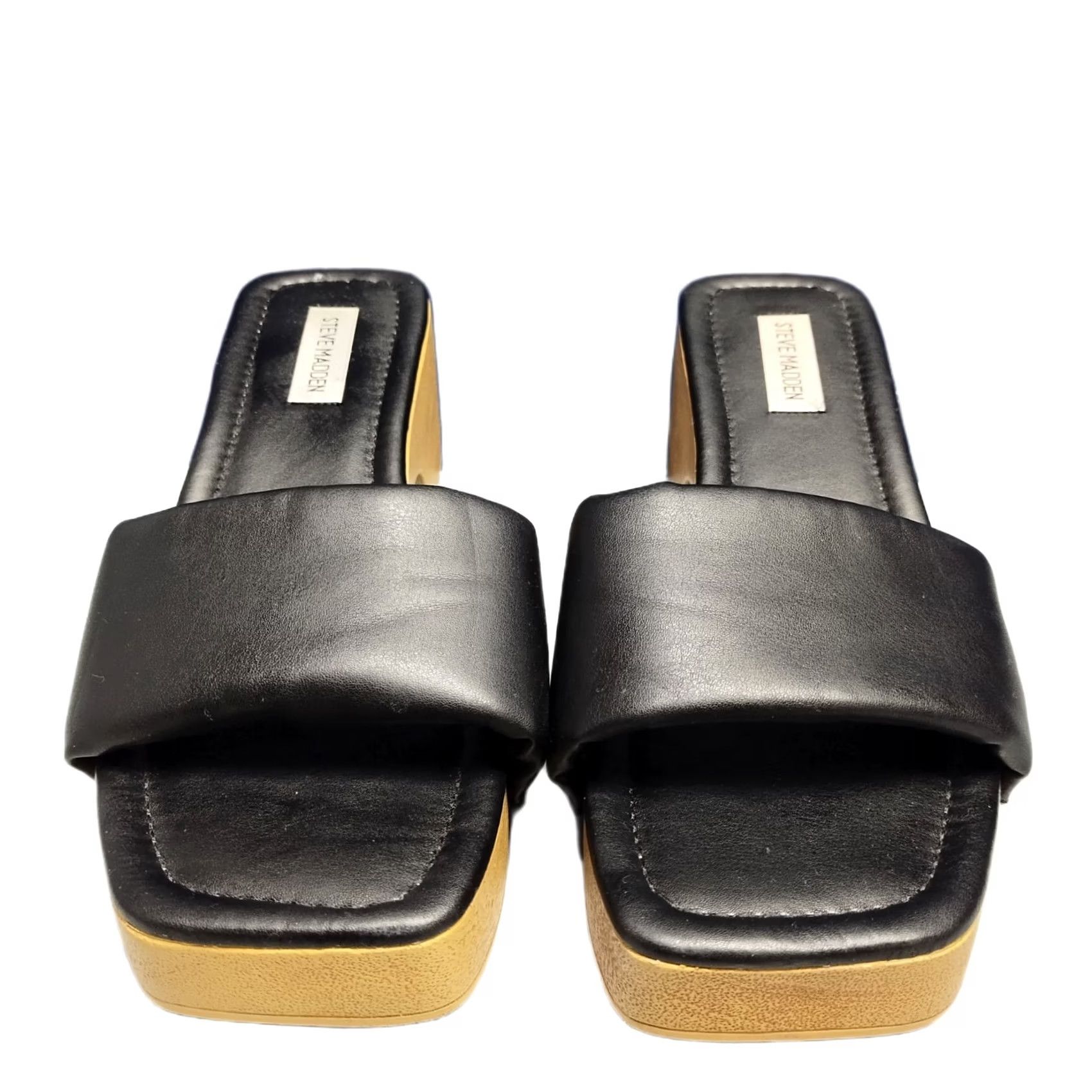 Steve Madden Steve Madden Chana Woody Platform Slide Sandals Womens US 9 Black Brown Open Toe Size Womens Size US 9 / IT 39 - 2 Thumbnail