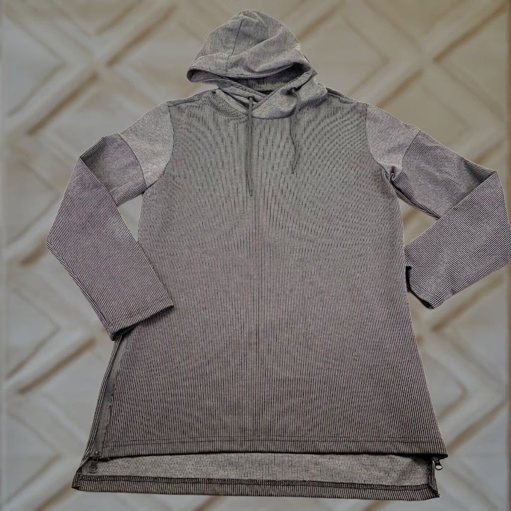B Sides VINTAGE American Stitch Ribbed Hoodie Sweatshirt Zipper Sides Gray Black Men's M Size US M / EU 48-50 / 2 - 1 Thumbnail