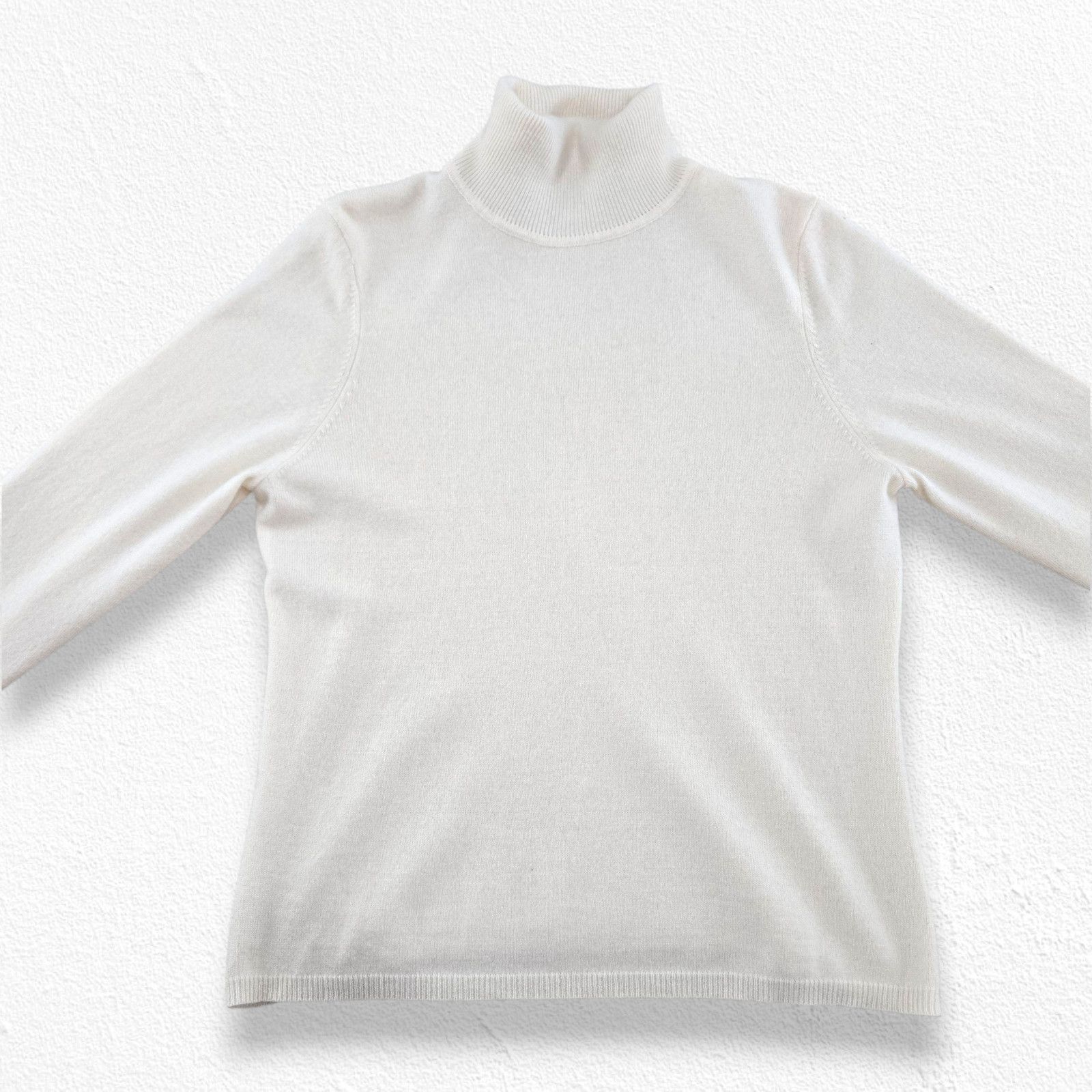 Vintage Y2K Ivory Cashmere Turtleneck Sweater Large Size L / US 10 / IT 46 - 5 Thumbnail