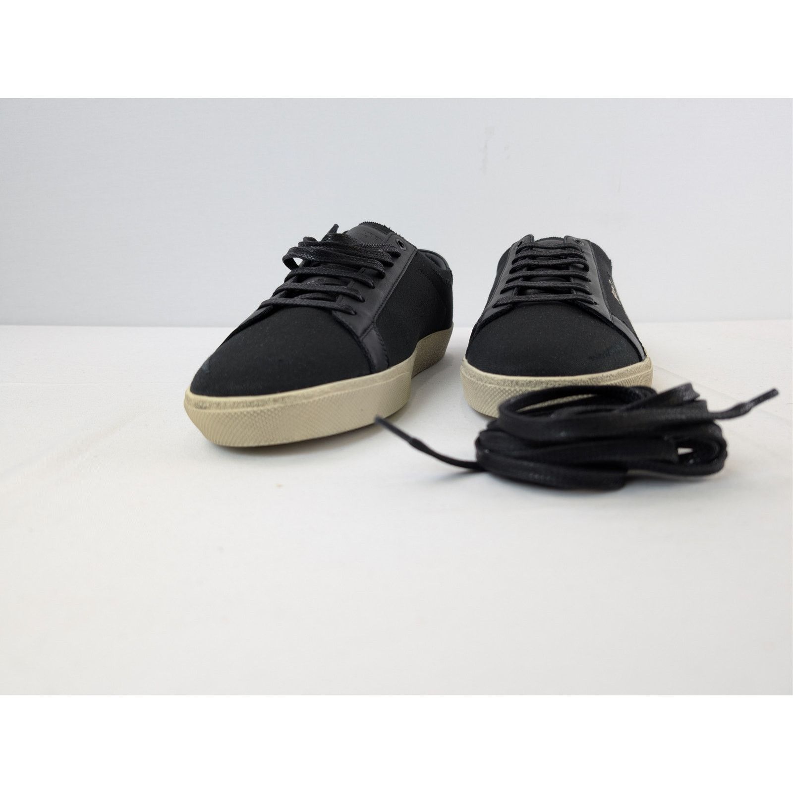 Saint Laurent Paris o1rshd1 SL06 Signa Low Top Sneakers in Black Size US 12 / EU 45 - 7 Thumbnail