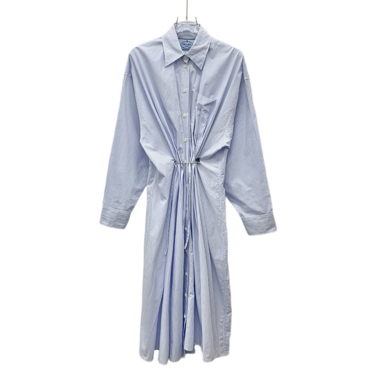 Prada Prada Blue And White Striped Long Sleeve Shirt Dress K26WX Size S / US 4 / IT 40 - 1 Thumbnail