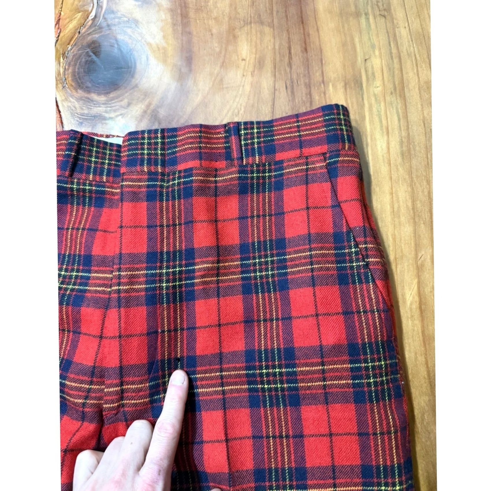 Vintage VINTAGE Corbin Pants Plaid Wool 33 x 30 70s Red Size US 33 - 3 Thumbnail