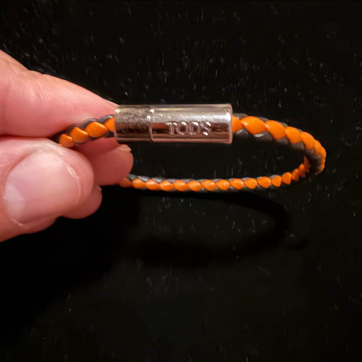 Tod's Tod’s Italy Woven Leather Bracelet Black Orange 8” Size ONE SIZE - 4 Thumbnail