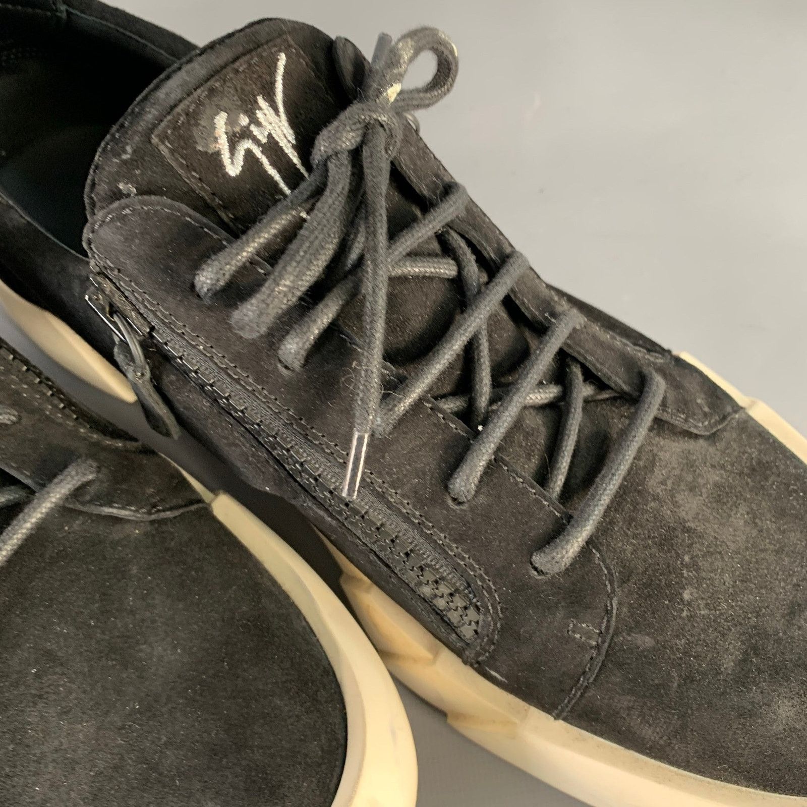 Giuseppe Zanotti GIUSEPPE ZANOTTI Size 12 Black Suede Double Zipper Sneakers Size US 12 / EU 45 - 7 Thumbnail