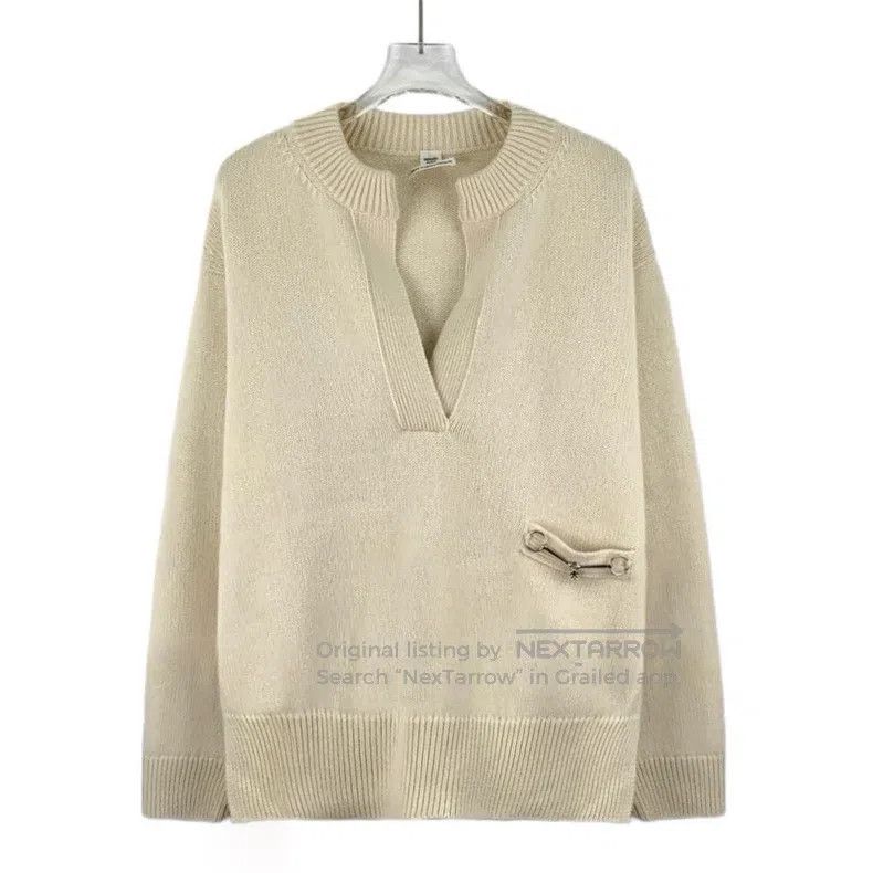 Hermes Hermes Oatmeal horse-bit cashmere V-neck long-sleeve knitt Size XS / US 0-2 / IT 36-38 - 1 Thumbnail