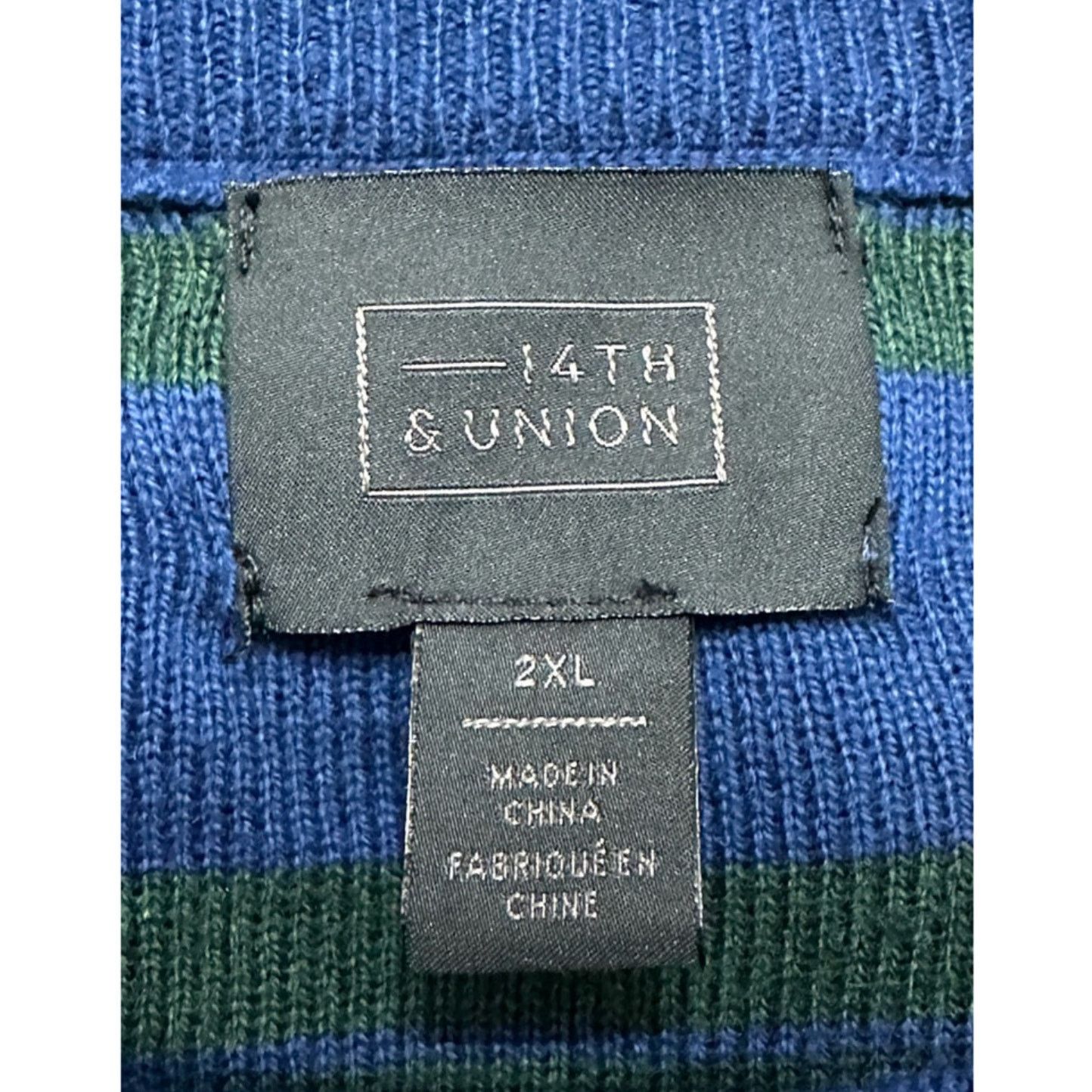 14th & Union 14th & Union Sweater Knitted Striped Blue Green Men's 2XL Size US XXL / EU 58 / 5 - 10 Thumbnail