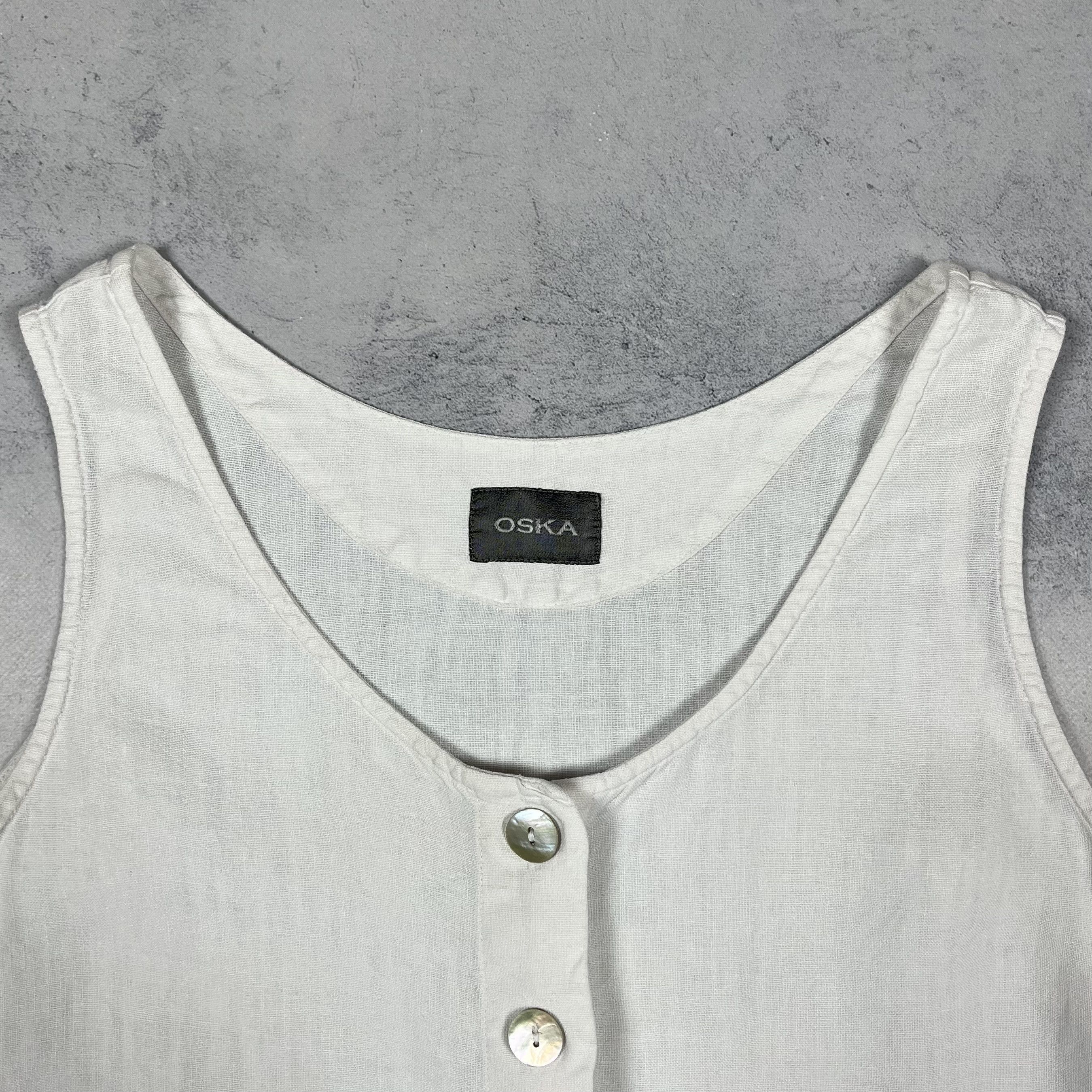OSKA Ladies OSKA Avant-Garde Linen Sleeveless Cropped Top Gilet Size L / US 10 / IT 46 - 8 Thumbnail