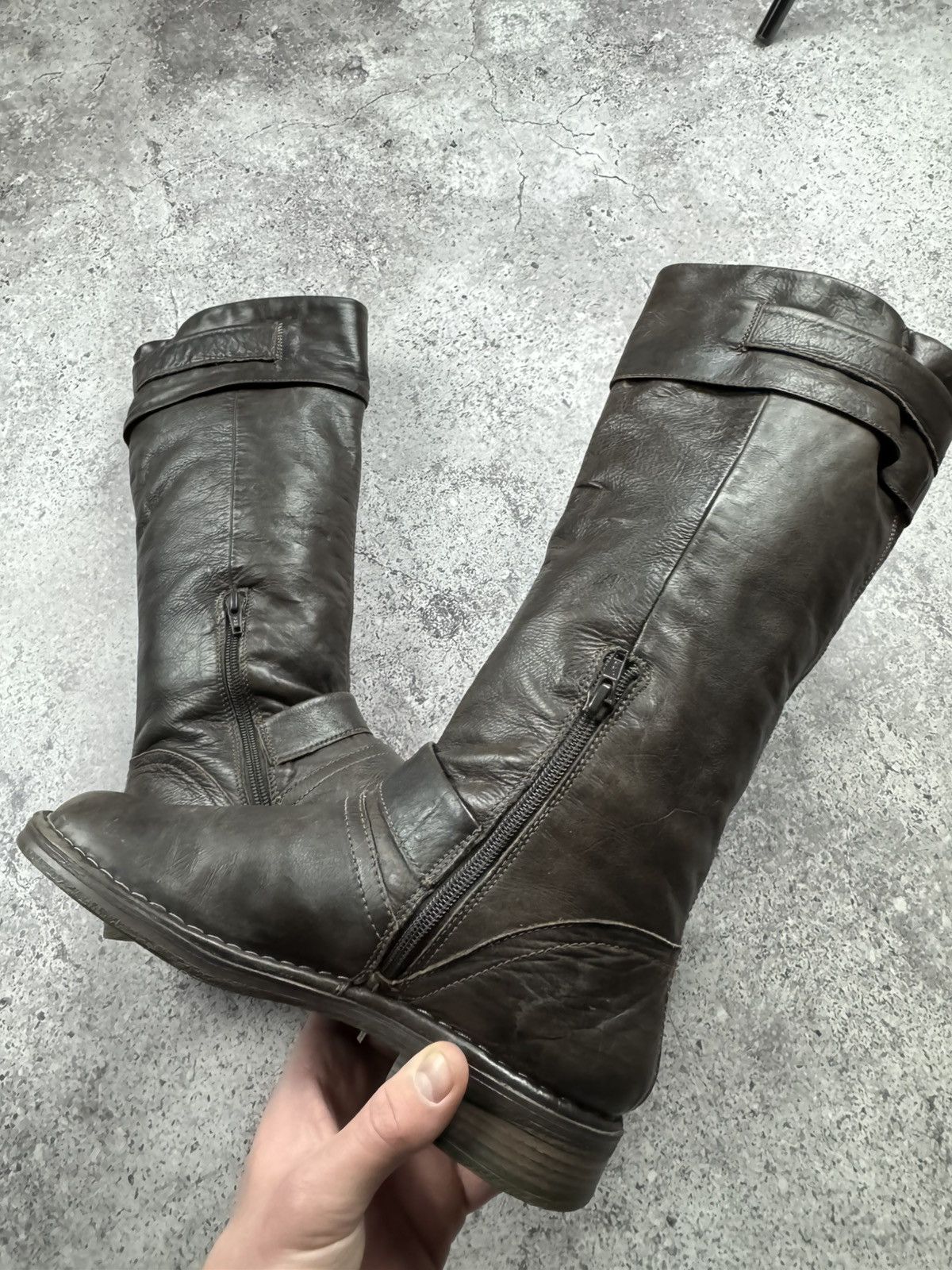 If Six Was Nine Vintage AS 98 Heel Rick Owens Style Leather Biker Boots Y2K Size US 8 / IT 38 - 10 Thumbnail